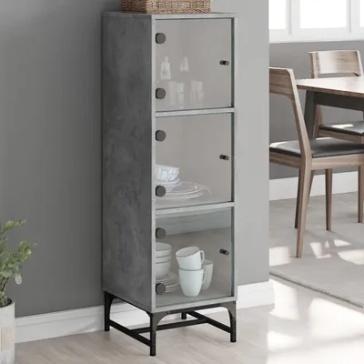 Obrázek produktu pro vidaXL Vysoká skříň se skleněnými dvířky betonově šedá 35x37x120 cm