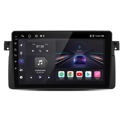 Obrázok produktu pre CarPlay, Android 14, 2+64 GB, DAB+, autorádio s 4-jadrovým procesorom, vhodné pre BMW radu 3 (E46) 1998–2006, rádio, GPS, 9-palcová navigácia, Bluetooth, SWC, Wi-Fi, 2DIN, USB