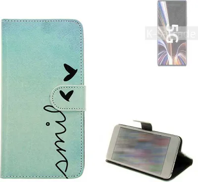 Produktbild von K-S-Trade Schutz Hülle Handy Hülle kompatibel mit ZTE Axon 40 Pro Hülle Handyhülle cover bookstyle Etui Handyhülle ''smile'' türkis