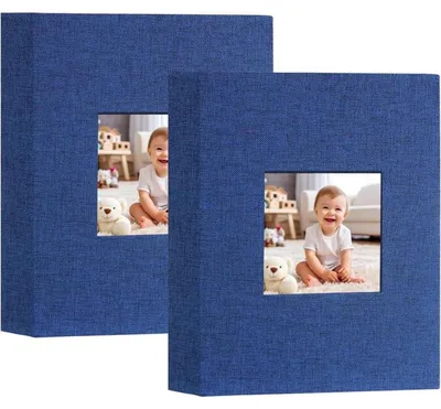 Productafbeelding van Fotoalbum 10x15 cm, set van 2, linnen, blauw, 50 vakken per album