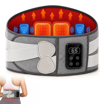 Produktbild von Heizgürtel Rücken mit Massage, elektrischer Wärmegürtel mit Akku, Graphen Heizung, 5 Temperaturstufen, 5 Vibrationsmodi, USB aufladbar
