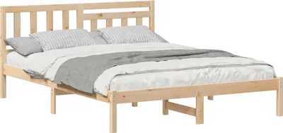 Produktbild von vidaXL Bettrahmen mit Kopfteil Braun 150 x 200 cm Massives Kiefernholz