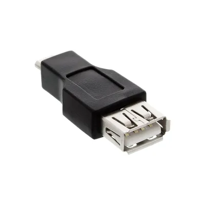 Produktbild von InLine Micro-USB OTG Adapter, Micro-B Stecker an USB A Buchse, USB A female, USB-A, Schwarz