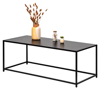 Image de Table basse Eluno au design industriel, en métal noir, 110 x 41 x 50 cm