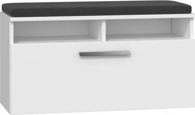 Produktbild von CDF Schuhschrank RIVA | Farbe: weiß | Ideal für Diele, Flur, Büro | Schuhaufbewahrung | Bequemer Sitz (Kissen) | 6 Einlegeböden