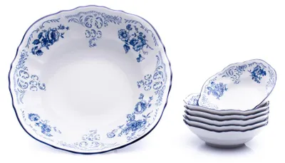 Produktbild von Kompottgeschirr, tschechisches Porzellan, Bernadotte, blaue Blumen, 7 d., Thun 1794