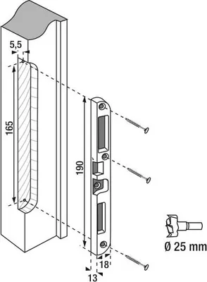 Immagine prodotto di Apriporta a infilare per porta d'ingresso in legno, sinistra, 190x18x13mm, Trimatic, E-13742-00-L-1 - FERCO by THIRARD