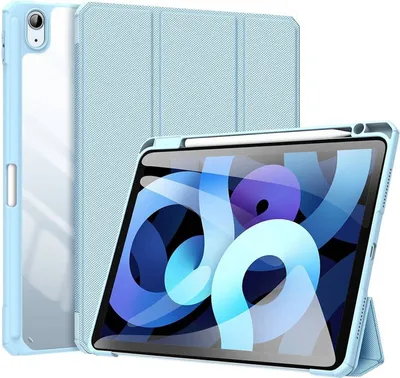 Imagen del producto de Funda de cuero ecológico Dux Ducis para iPad Air 4 de 10.9", con función de encendido/apagado automático y soporte para lápiz, color azul