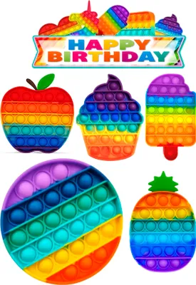 Produktbild von POP IT 6x Stuck Cake Topper Tortenaufleger Geburtstag, 15-10cm