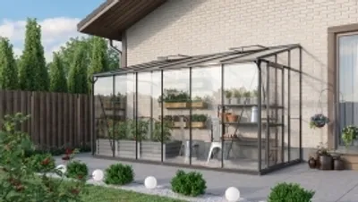 Produktbild von Vitavia Anlehn-Gewächshaus "Osiris 7800" schwarz 7,8 m² 3 mm ESG, 6 mm HKP