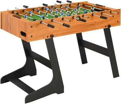 Imagen del producto de Mesa de futbolín plegable para uso doméstico. Mesa de futbolín de acero y MDF con agarres antideslizantes, campo de juego estándar para torneos, incluye porterías, balón y marcador. Ideal para familia, fiestas, salas de juegos y uso en interiores