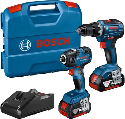 Zdjęcie produktu dla BOSCH Professional 06019J2108 BOSCH Professional GDR 18V-200 + GSR 18V-55 Akumulatorowy zestaw kluczy udarowych 2x 18,0 V, z 2 akumulatorami