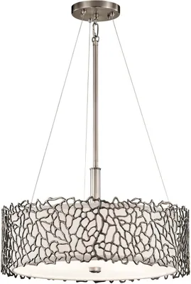 Produktbild von Zeitgenössischer Kronleuchter Silber Koralle Metall Zinn Klassisches Glas 3 Lichter E27