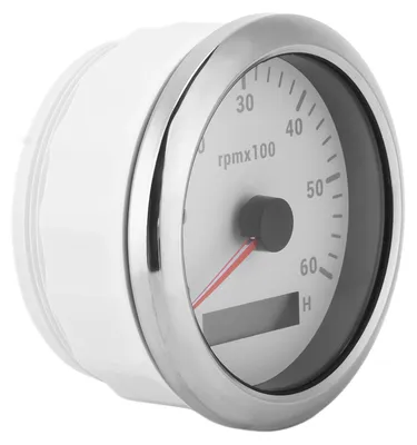 Zdjęcie produktu dla Tachometr 85 mm / 3,35 cala, zakres 0-6000 obr./min, kolorowe podświetlenie, regulowany, uniwersalny, przeznaczony do maszyn inżynieryjnych, kolor biały