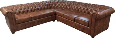 Produktbild von Chesterfield Ecksofa L-Form Leder Wohnzimmer Couchen Braun Sofas Eckgarnitur