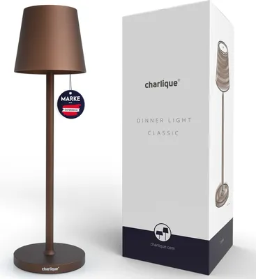 Obrázok produktu pre charlique® LED dobíjacia stolová lampa (hnedá) - Dinner Light 38 cm - stmievateľná stolová lampa s USB, pre interiér a exteriér, teplé svetlo