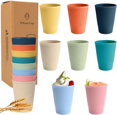 Image de Ensemble de gobelets réutilisables, 8 pièces, 350 ml, sans BPA, pour enfants et adultes