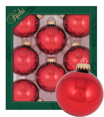Produktbild von Krebs Glas Lauscha 8er Set einfarbige Christbaumkugeln in Weihnachtsrot - Größe ca. 7cm - 70159