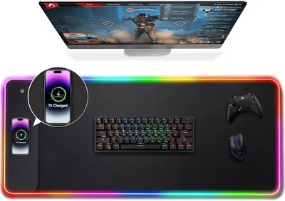 Produktbild von RGB Gaming Mauspad XXL mit 15W Wireless Charging & LED, 80x30 cm