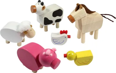 Produktbild von Tano - Bauernhof-Tiere - Holzspielzeug für Kinder 6er Set