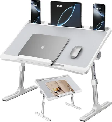 Produktbild von Laptop-Tisch – Bett-Tisch – Klappbarer Laptop-Tisch – Höhenverstellbar – Laptop-Unterlage für das Bett – Tablett-Tisch – Laptop-Ständer