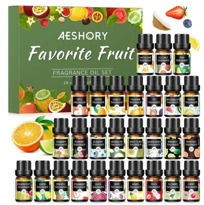 Image de Ensemble d'huiles essentielles, 28 flacons de 5 ml, huiles aromatiques fruitées pour diffuseur, aromathérapie, coffret cadeau
