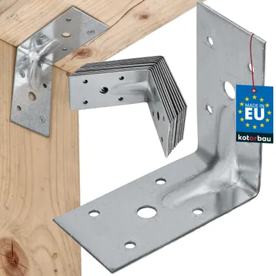Obrázok produktu pre KOTARBAU® Sada 12 ks uhlových spojok, regálové úhelníky 100x100x55 mm, úhelníky pre ťažké zaťaženie, dorazové úhelníky, vystužené kovové úhelníky, stavebné spojky, pozinkovaná oceľ