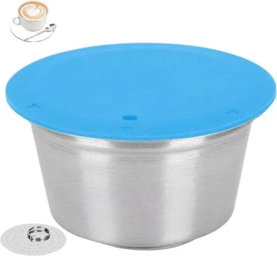 Immagine prodotto di Bicchiere a capsula in acciaio inossidabile, blu, riutilizzabile
