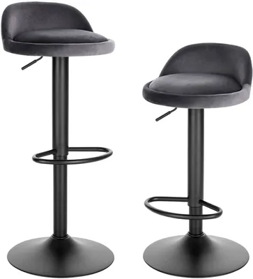 Produktbild von EUGAD Barhocker 2er Set, 360° Drehstuhl, höhenverstellbar, Samt, Dunkelgrau
