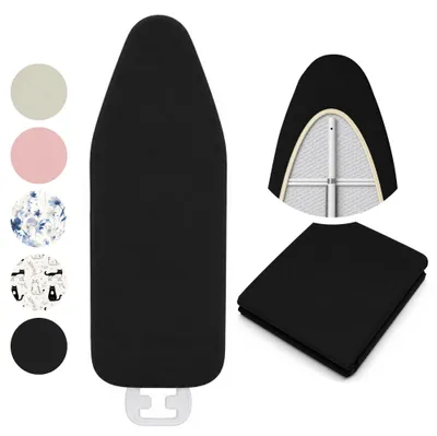 Produktbild von MEBLE ODNOWA, Universal Bügelbrettbezug, Bezug für Bügelbrett, Schwarz, Polyester, Vlies-Unterlage, Strapazierfähig, Pflegeleicht