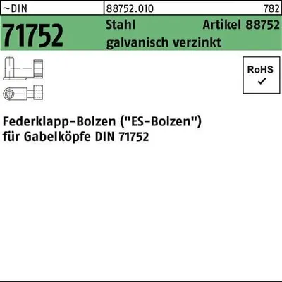 Produktbild von Reyher  Federklapp-Bolzen ART 88752 ES-Bolzen ES 12 x 48 Stahl gal (10 Stück)