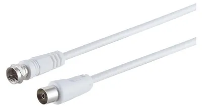 Produktbild von F-Stecker/ Koax-Kupplung, RG 59, >80 dB, weiß 1,5m