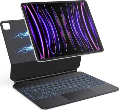 Image de Étui avec clavier pour iPad Air 13 M3 M2 et Pro 12,9 OMOTON QWERTZ rétroéclairé