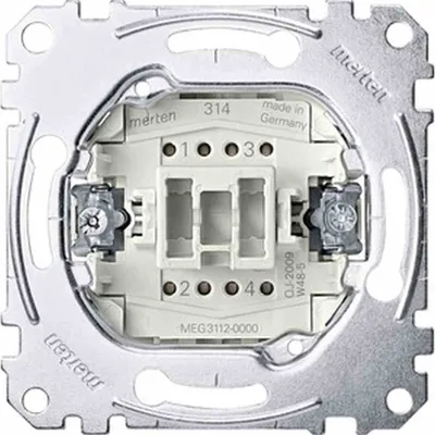 Zdjęcie produktu dla Merten MEG3112-0000, Przełącznik kołyskowy, 2P, Metaliczny, IP20, 250 V, 10 A
