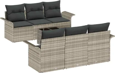 Image de vidaXL Ensemble de canapés de jardin 7 pièces Gris clair et gris foncé Polyrotin