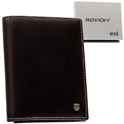 Obrázek produktu pro Rovicky pánská kožená peněženka RFID tmavě hnědá 12x9 cm