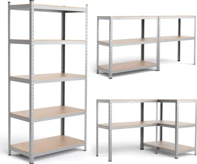 Immagine prodotto di COSTWAY Scaffalatura per magazzini a 5 livelli, scaffale metallico per carichi pesanti, scaffale senza bulloni, scaffale per officina, scaffale per archivi 180,5x90x40,5 cm argento