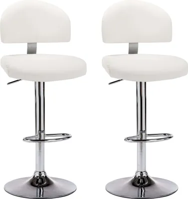 Image de Tabourets de bar lot de 2 blanc similicuir