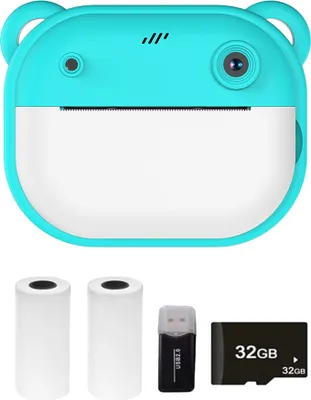 Obrázok produktu pre Detská kamera Y600 1080P, termálna tlač s 2,4-palcovým displejom IPS, automatické zaostrovanie na selfie fotografie, 32G pamäťová karta, čítačka kariet, 2 tlačové papiere - zelená