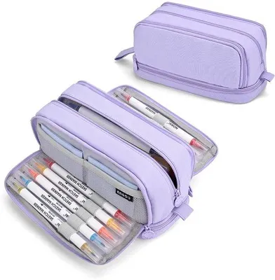 Produktbild von Großes Etui mit 4 Fächern, Mehrzweck, Lila, Schule, Büro