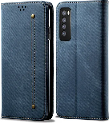 Produktbild von Huawei Nova 7 Hülle, LaimTop Denim Leder Brieftasche Magnetverschluss Flip Bookstyle Schutzhülle mit Standfunktion für Huawei Nova 7 Huawei Nova 7 Blau