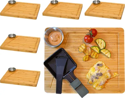 Image de planche à raclette 6 pièces avec bol à dips