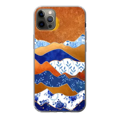 Produktbild von MuchoWow® Handyhülle Schutzhülle Hülle für iPhone 13 Pro Max Delfter Blau - Gold - Blumen Silikon Softcase Handy Hülle - Mobiltelefon