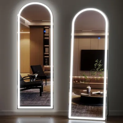 Immagine prodotto di Specchio a figura intera INONEFT, 150 x 40 cm, dorato, a stativo, con illuminazione a LED. Specchio da parete, da appoggiare alla parete, ideale per camere da letto e soggiorni