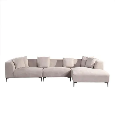 Produktbild von HOME DELUXE Ecksofa TORINO - Farbe: Beige, Ausführung: Rechts - 344 x 74 x 178 cm I Samtsofa, Sofa, Wohnlandschaft