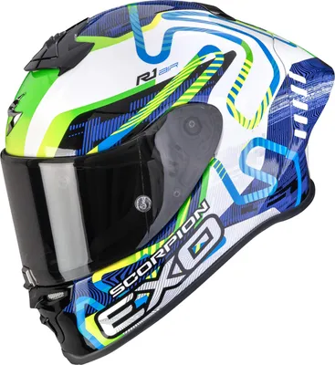 Image de Scorpion Exo-R1 Evo II Air Cornering blanc-bleu-vert L