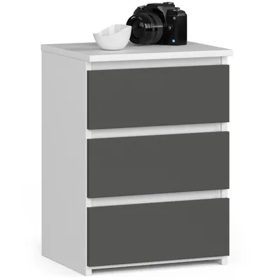 Immagine prodotto di Comodino 40 cm Bianco e Grigio - Mobile Elegante e Pratico per Camera da Letto