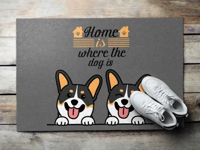 Produktbild von Fußmatte Aussen - Schuhmatte Haustür- Schmutzfangmatte Türvorleger - Outdoor Teppich Schmutzfänger - 60x40 cm - Willkommen Hunde