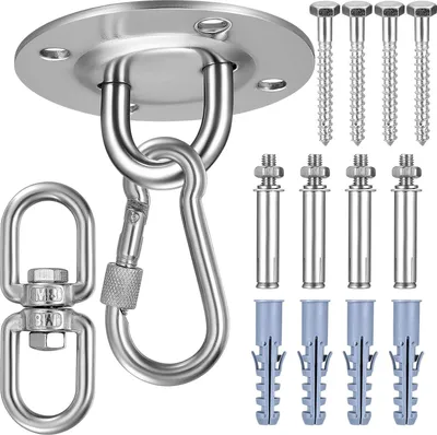 Produktbild von Schwere Edelstahl-Deckenhaken - 360° drehbare Hängesessel-Befestigung bis 400 kg - Ideal für Hängematten und Sonnensegel