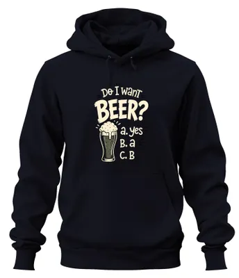 Produktbild von Do I want BEER yes a B Bierglas Lustig Saufen Hoodie Kapuzenpullover, Navy, L